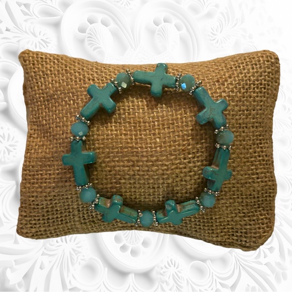 NWT-Beautiful Cross Bracelets made of Semiprecious Stones! - Picture 2 of 12